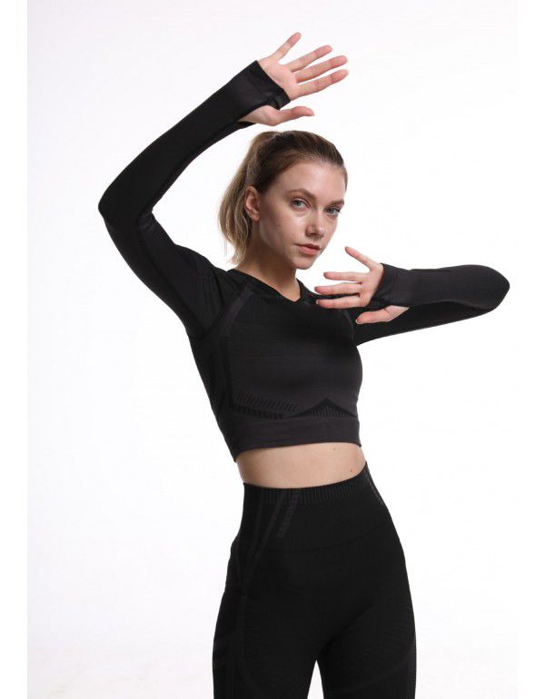 Sexy Sports Bra Long Sleeve Set Running Dress Fitness Long Sleeve Yoga Dress