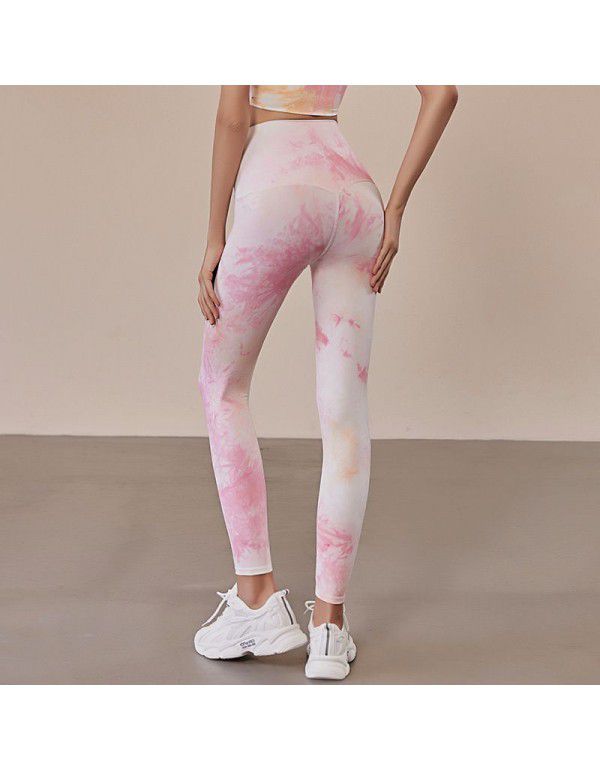 Tie Dye Featured Sports Pants Capris Yoga Pants Running Fitness Tight Yoga Dress