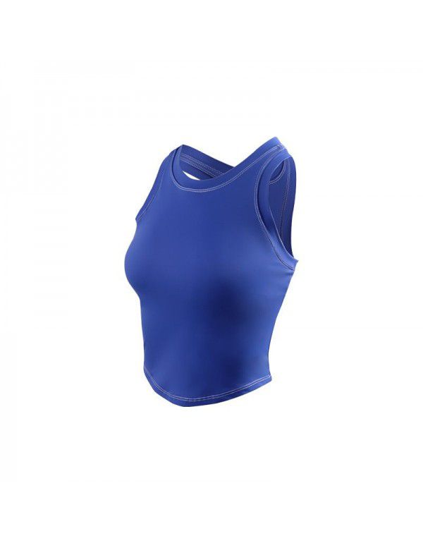 European and American Contrast Yoga Tank Top with Fixed Chest Cushion Slim Fit Fit with Sports Fitness Top Yoga Dress Women
