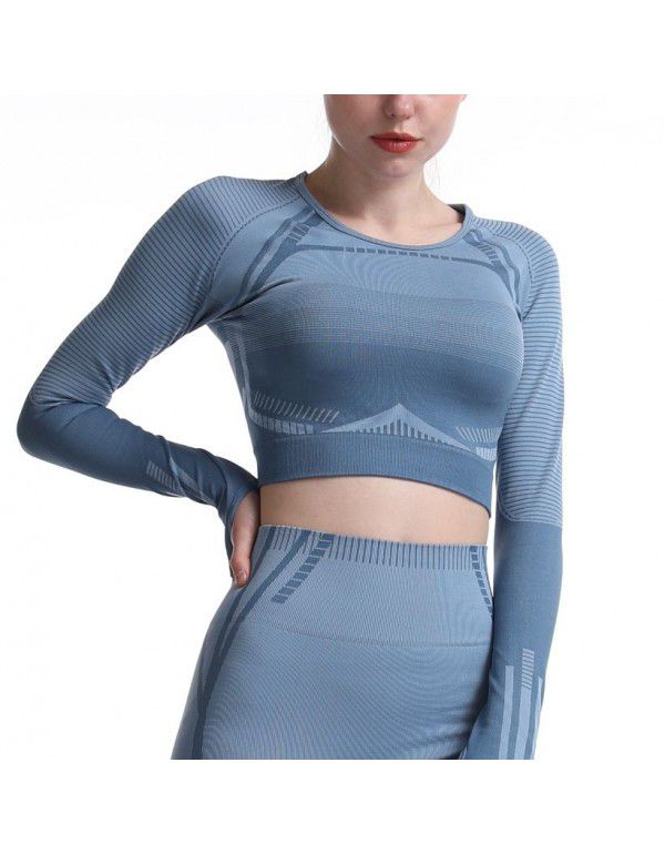 Sexy Sports Bra Long Sleeve Set Running Dress Fitness Long Sleeve Yoga Dress
