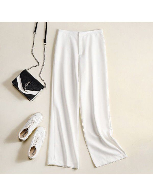 Spring and Summer New Suit Material Wide Leg Pants Women's High Waist Casual Drop Feel Pants Fashion Drop Feel Suit Pants