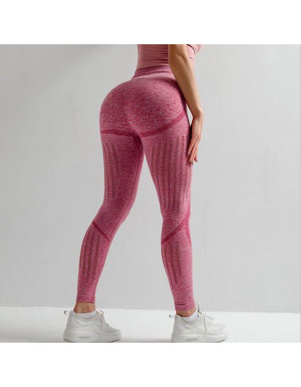 Training sports tights women's high waist stretch yoga capris mesh quick drying breathable hip lifting fitness pants 