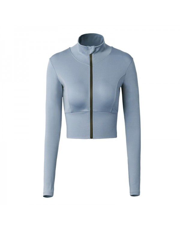 New long-sleeved sports top Women's elastic tight-fitting mesh red fitness suit Training running quick-drying clothes Yoga suit coat 