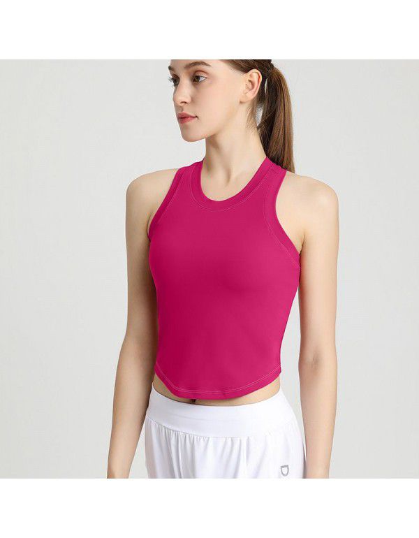 European and American Contrast Yoga Tank Top with Fixed Chest Cushion Slim Fit Fit with Sports Fitness Top Yoga Dress Women