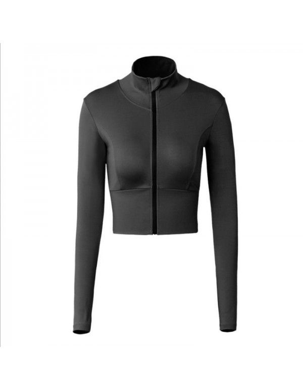 New long-sleeved sports top Women's elastic tight-fitting mesh red fitness suit Training running quick-drying clothes Yoga suit coat 