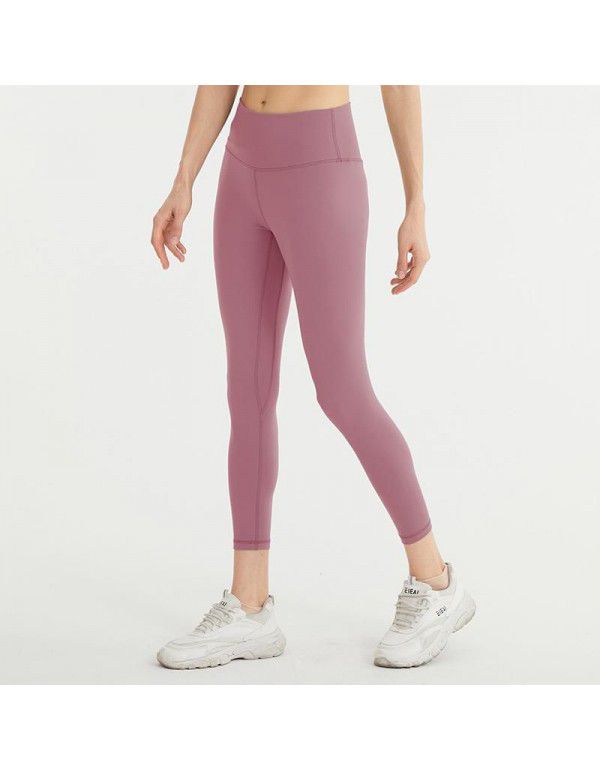 Women's Yoga Pants High Waist Hip Lift Tight Nude Brushed Sports Running Fitness Capris