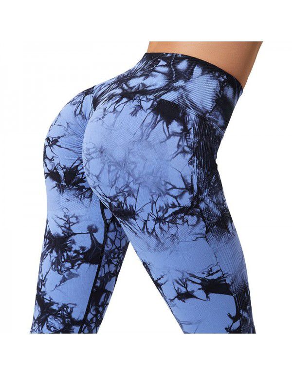 Popular seamless tie-dyed yoga pants in Europe and America, no embarrassment, fitness, hip lifting, high elastic leggings 