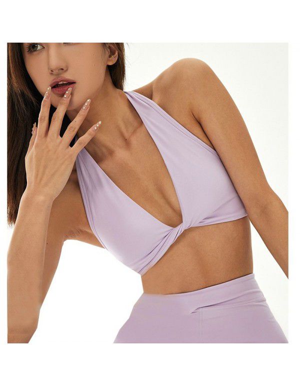 Sports lingerie women's three-dimensional wrap-around package conceals the side breast sexy kink detachable chest pad gathers the fitness yoga suit 