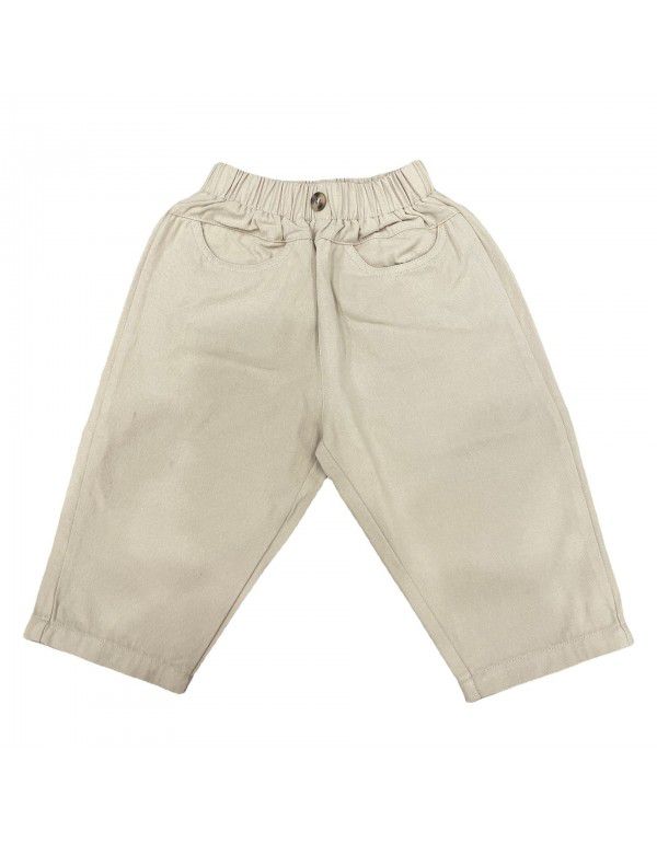 Children's Pants Boys' Japanese Spring New Children's Cotton Pants Girls' Casual Pants Solid Color Fashionable