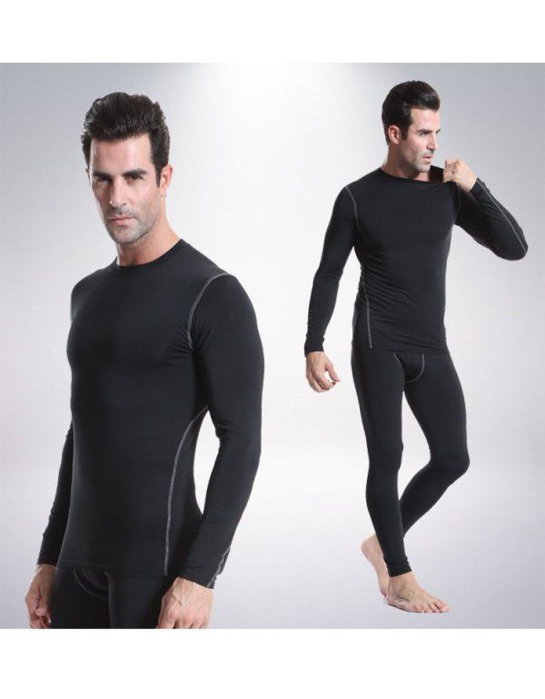 Sports tight-fitting long-sleeved quick-drying training fitness suit men's high elastic compression basketball top football running 