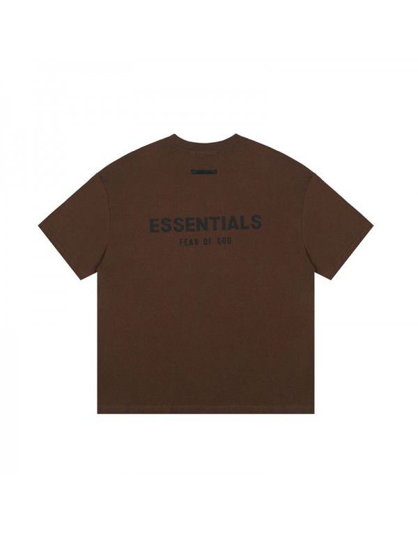 Summer Youth Fashion Brand Double Thread Short Sleeve ESSENTIALS Stereo Letter Couple Loose T-shirt