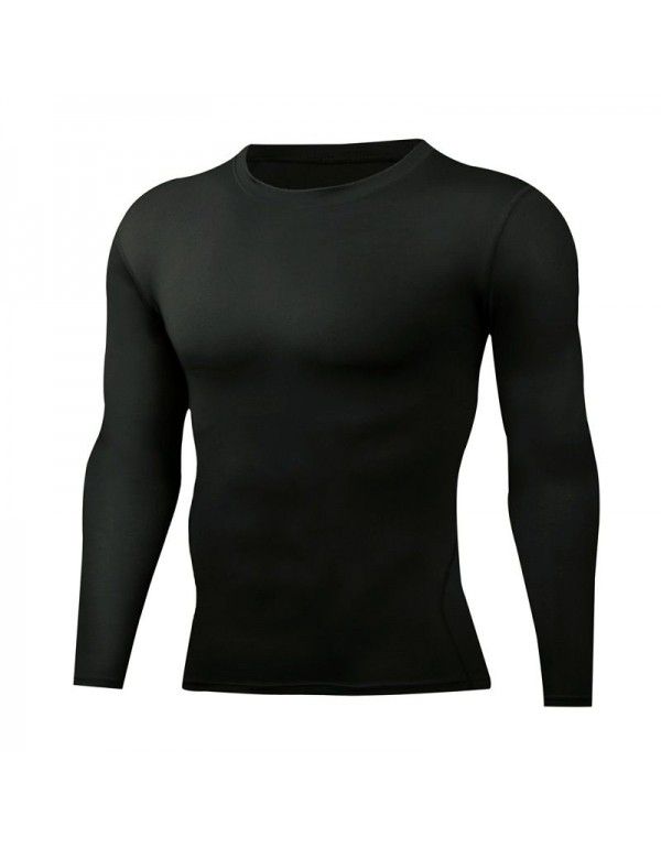 Sports tight-fitting long-sleeved quick-drying training fitness suit men's high elastic compression basketball top football running 