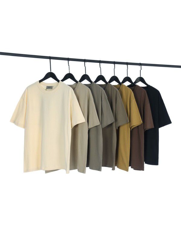 Summer Youth Fashion Brand Double Thread Short Sleeve ESSENTIALS Stereo Letter Couple Loose T-shirt