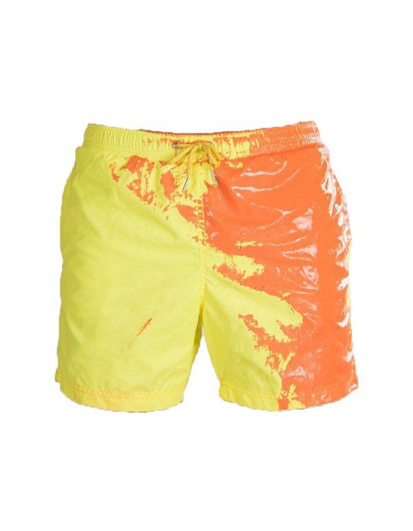 New Water Colored Swimming Pants Beach Pants Men's Personalized European and American Large Warm Colored Shorts