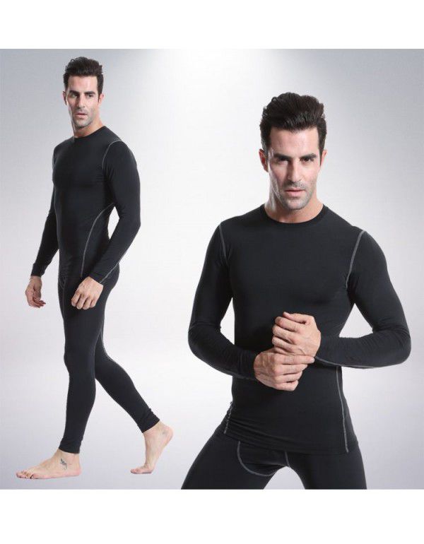 Sports tight-fitting long-sleeved quick-drying training fitness suit men's high elastic compression basketball top football running 