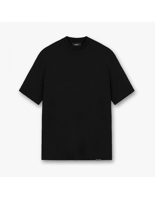 Simple solid color retro washed old high street oversize short-sleeved men's T-shirt women's bottom shirt 