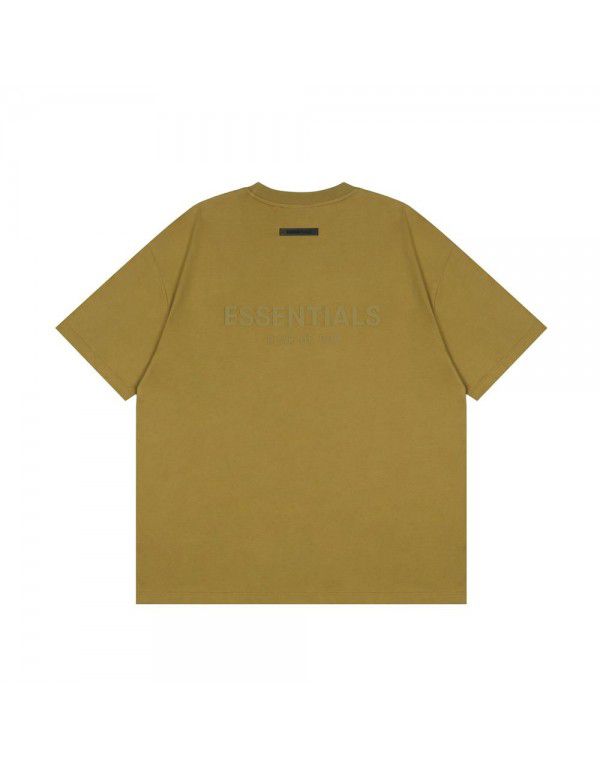 Summer Youth Fashion Brand Double Thread Short Sleeve ESSENTIALS Stereo Letter Couple Loose T-shirt